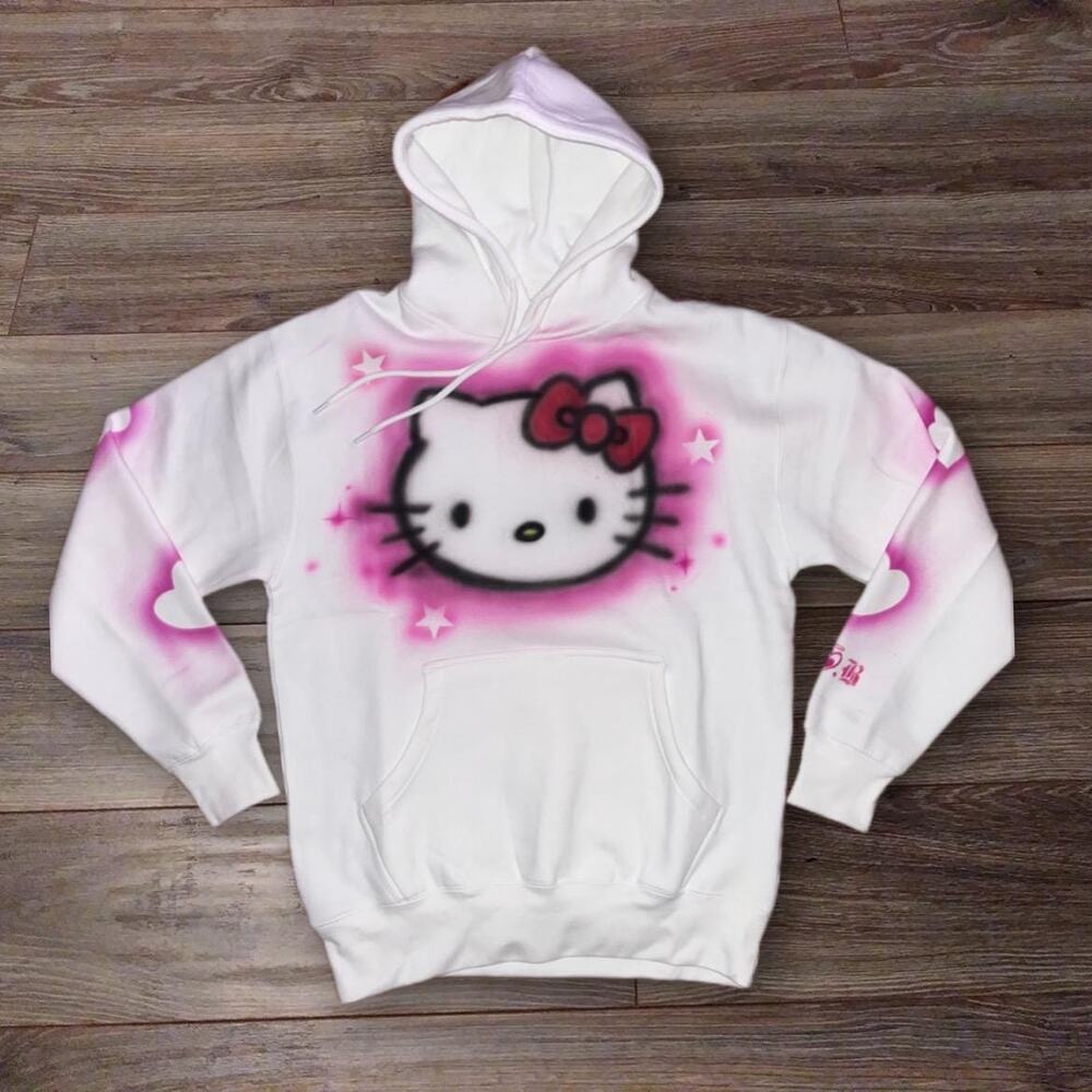 Hello Kitty Hoodie Airbrushed Safe to wash Valentines Gift Girly pop Y2k